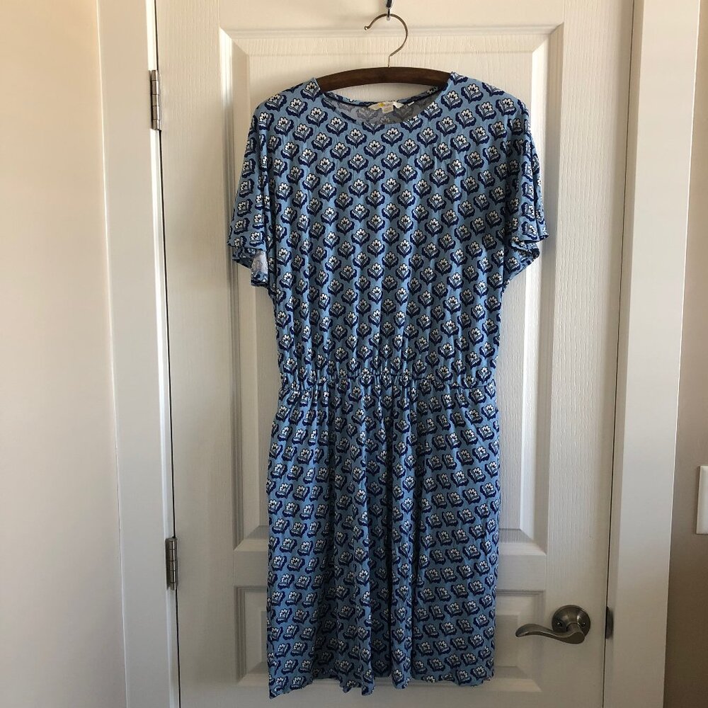 Boden Oriental Bud Flutter Sleeve Jersey Dress